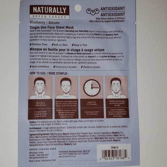 Naturally Upper Canada Single Use Face Sheet Masks - Avocado - Picture 11 of 11